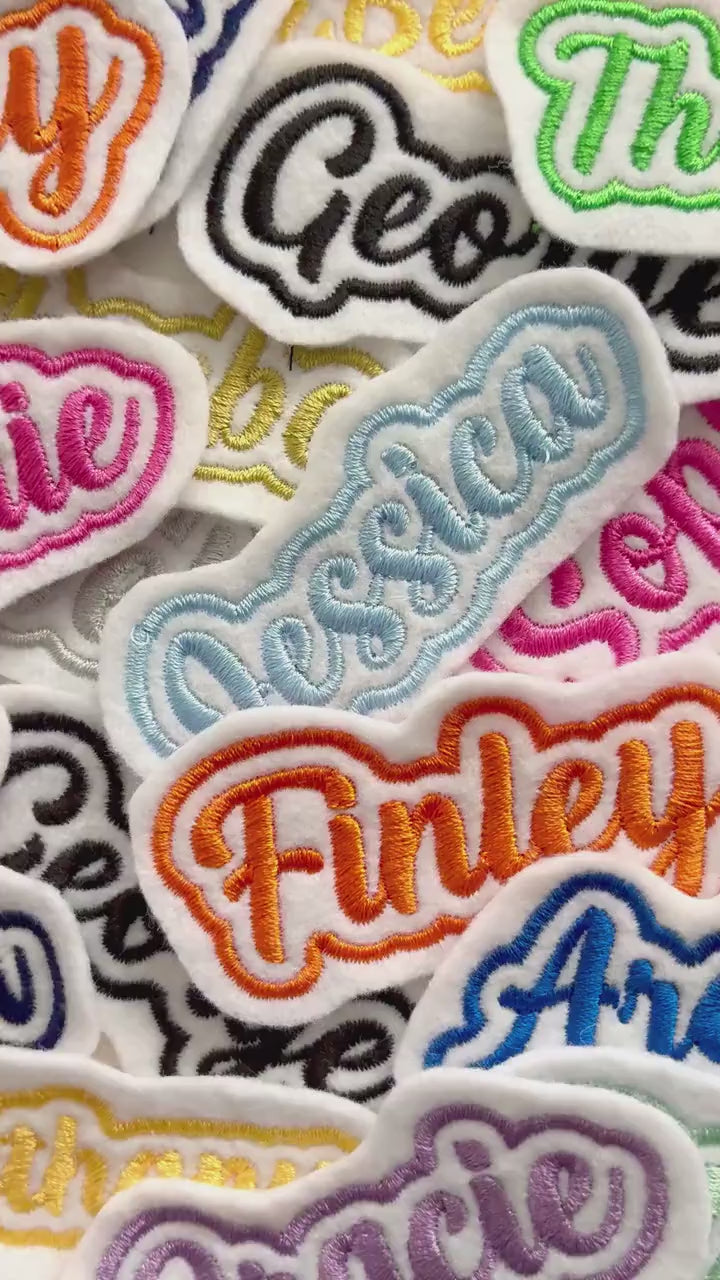 Personalised Embroidered Name Patch Iron On & Sew On Custom Text Badge (P2)