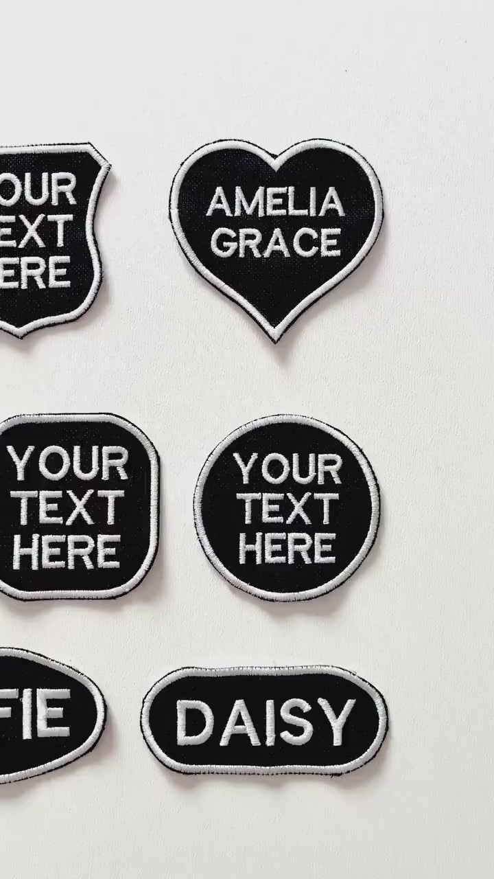 Personalised Embroidered Patches Iron & Sew On Custom Name Text Shaped Badges