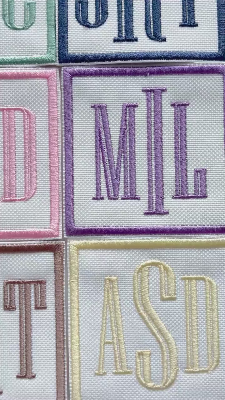 Personalised Embroidered Monogram Initials Patch Iron On & Sew On Custom Text Badge