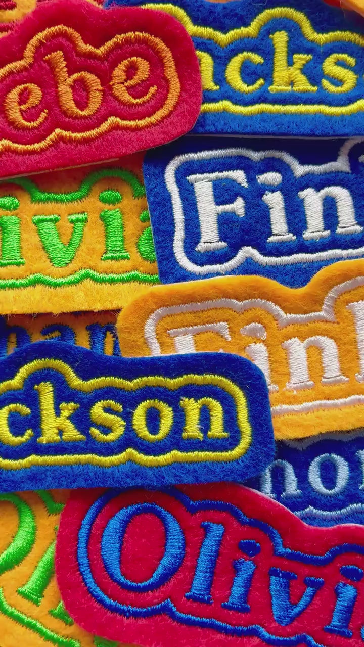 Personalised Embroidered Name Patch Iron On & Sew On Custom Text Badge (P1)