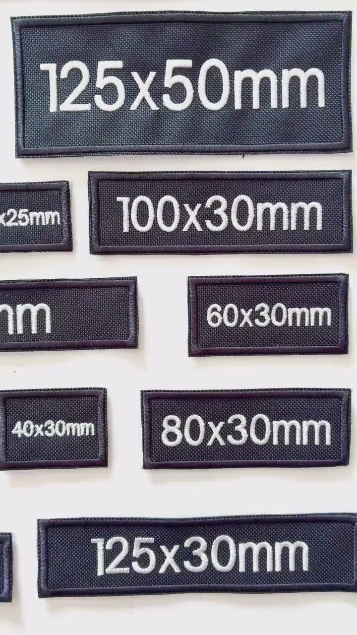 Personalised Embroidered Black Patches Sew/Iron/VELCRO® Custom Text Molle Morale Badges