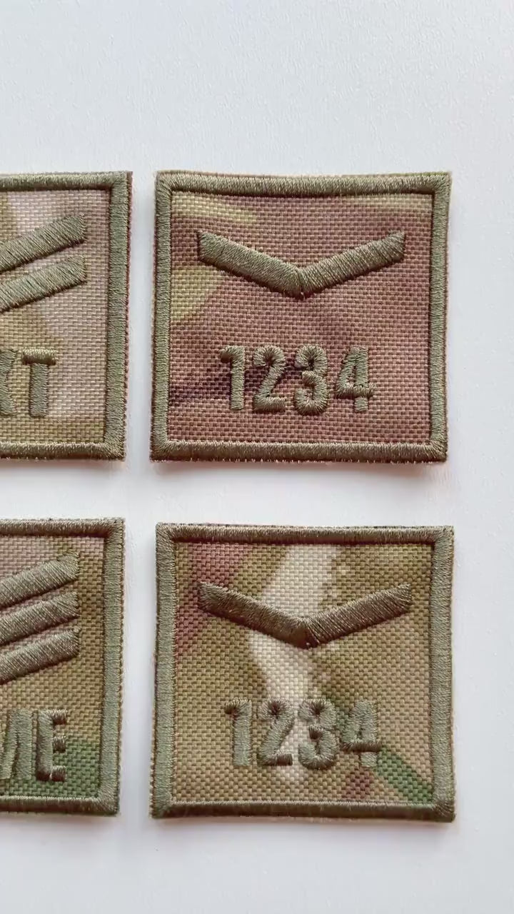 Personalised Embroidered Sergeant Chevron Patch 50x50mm Sew/Iron/VELCRO® Camo