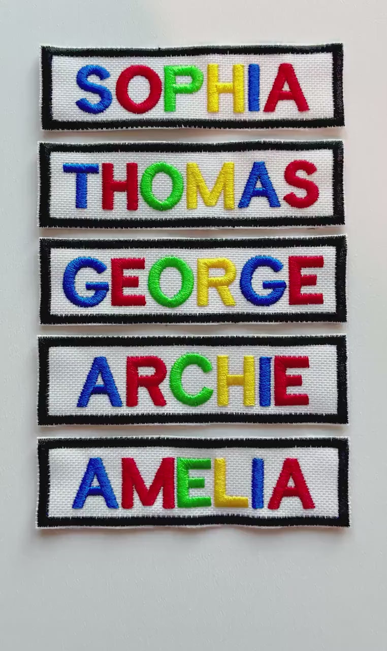 Personalised Embroidered Rainbow Text Patch Sew/Iron/VELCRO® Custom Name Badge