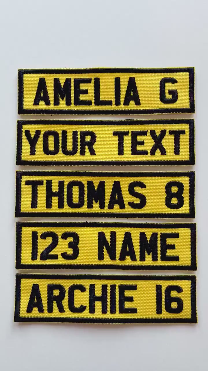 Personalised Embroidered Text Registration License Plate Patch Sew/Iron/VELCRO®